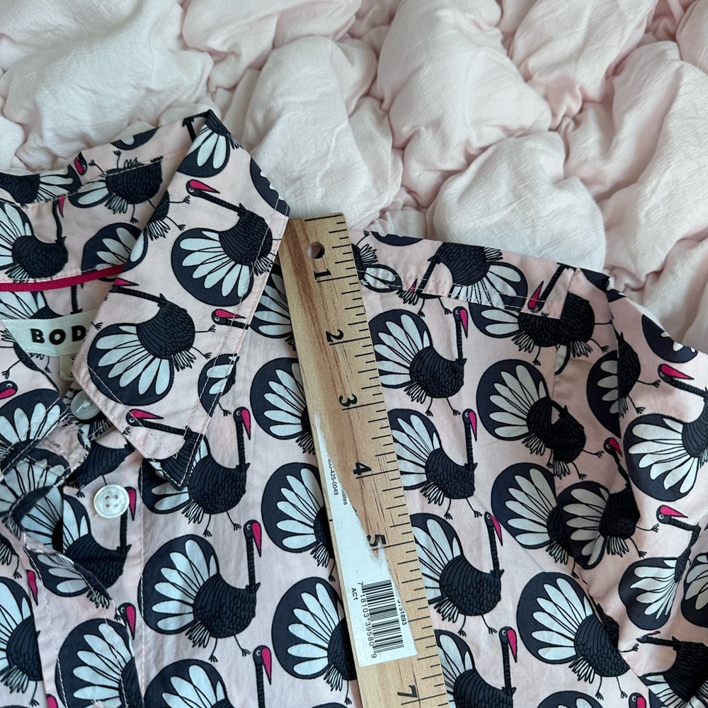 Boden Sienna Cotton Shirt Crane Bird Print Long Sleeve Button Up Women’s 0 - Picture 8 of 11